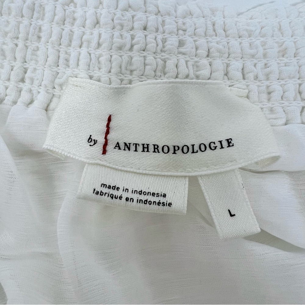 Anthropologie Colusa Smocked Strapless White Top Size Large Lined Flowy Tube Top - Picture 6 of 8